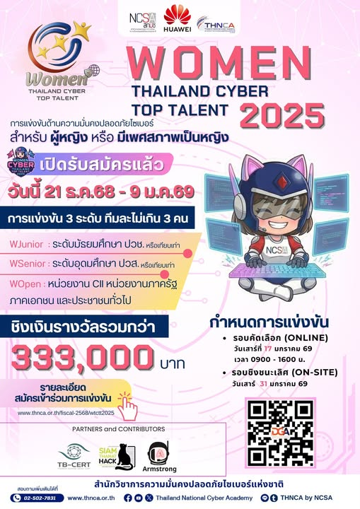 เปิดรับสมัครการแข่งขัน Women Thailand Cyber Top Talent 2025