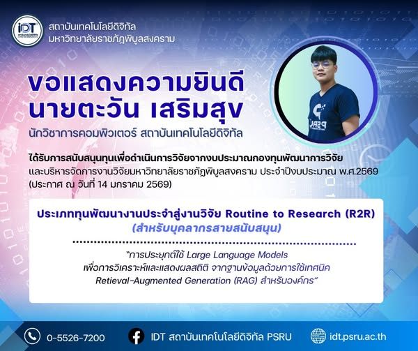 ขอแสดงความยินดีกับบุคลากรของหน่วยงาน